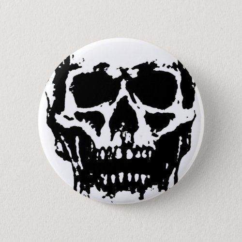 Black White Skull Pop Art Button