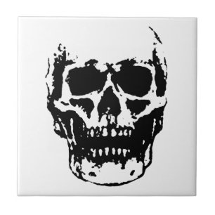 Black White Skull Pop Art Ceramic Tile