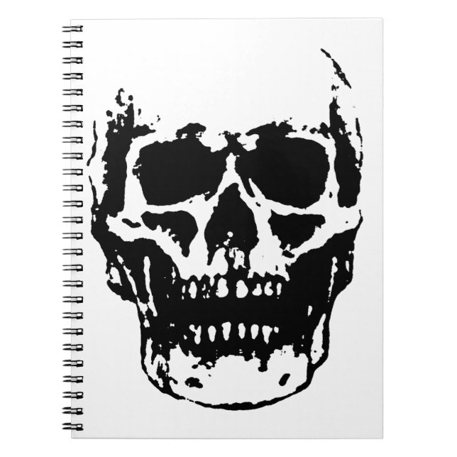 Black White Skull Pop Art Notebook (Front)