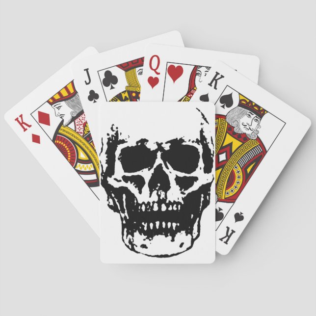 Black White Skull Pop Art Poker Cards (Back)