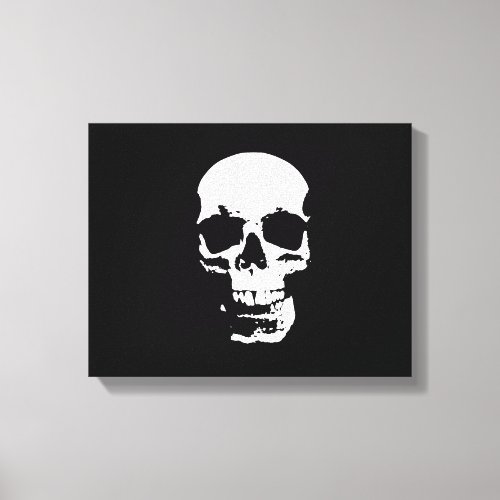 Black  White Skull Pop Art Wrapped Canvas