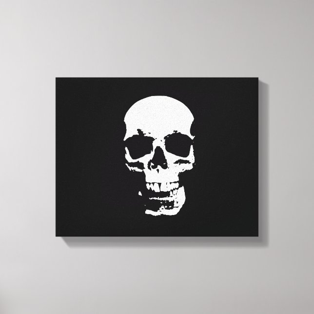 Black & White Skull Pop Art Wrapped Canvas Print (Front)