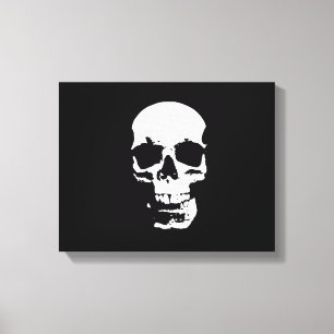 Black & White Skull Pop Art Wrapped Canvas Print