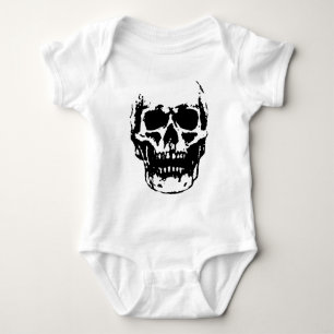 Black White Skull Pop Artwork Baby Bodysuit