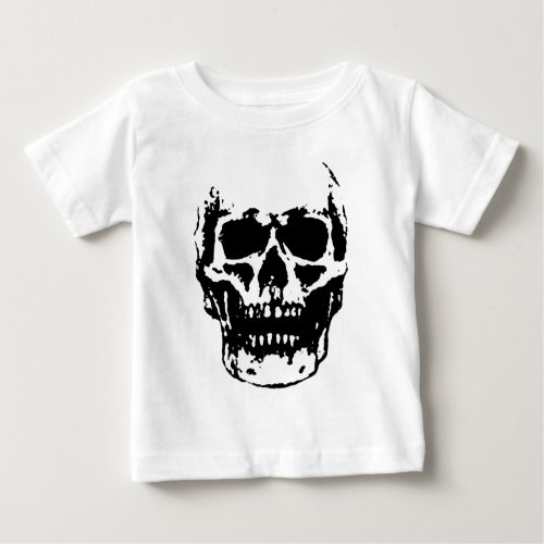 Black White Skull Pop Artwork Baby T_Shirt