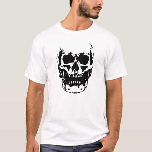 Black White Skull Pop Artwork T_Shirt