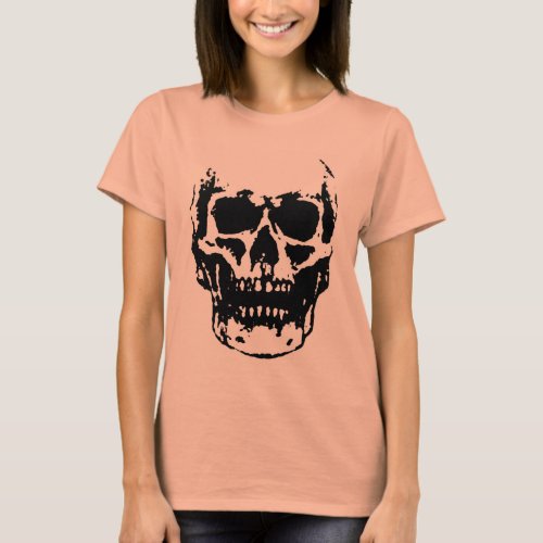 Black White Skull Pop Artwork T_Shirt