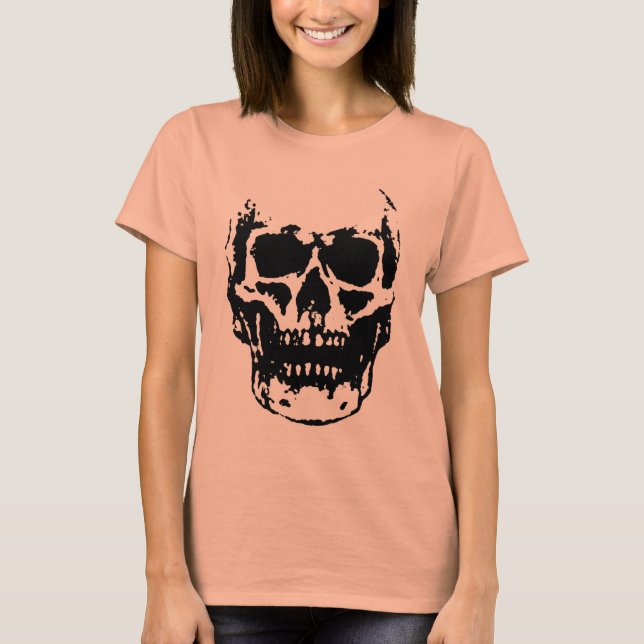 Black White Skull Pop Artwork T-Shirt (Front)