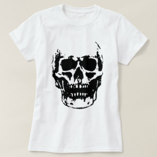 Black White Skull Pop Artwork T-Shirt
