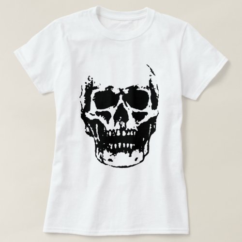 Black White Skull Pop Artwork T_Shirt