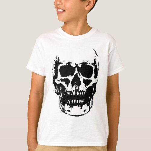 Black White Skull Pop Artwork T_Shirt