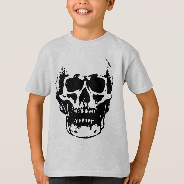 Black White Skull Pop Artwork T-Shirt (Front)