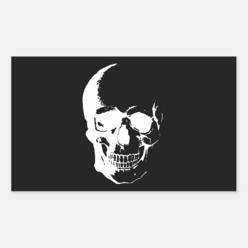 Black  White Skull Rectangular Sticker