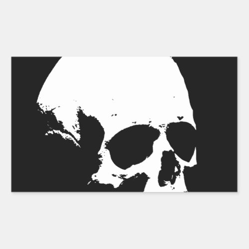 Black  White Skull Rectangular Sticker