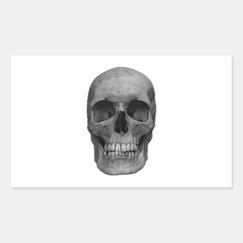 Black  White Skull Rectangular Sticker