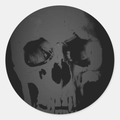 Black White Skull Skeleton Fantasy Art Heavy Metal Classic Round Sticker
