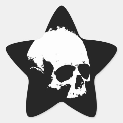 Black  White Skull Star Sticker