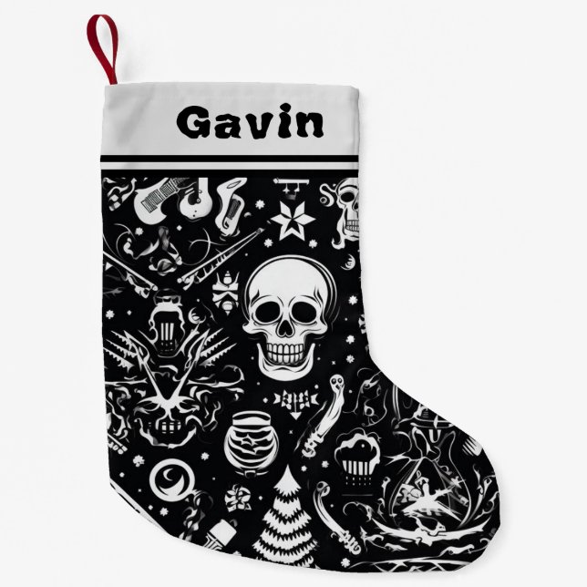 Black & White Skull Stocking (Front)