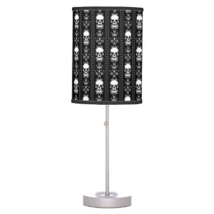 Black & White Skull Stripes Table Lamp