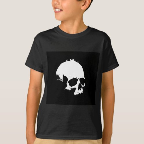 Black  White Skull T_Shirt