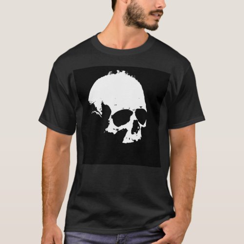 Black  White Skull T_Shirt