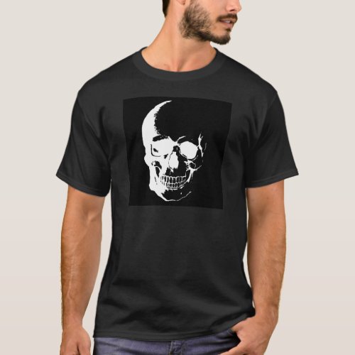 Black  White Skull T_Shirt