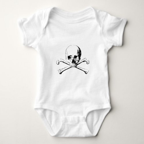Black  White Skull  the Bones Baby Bodysuit