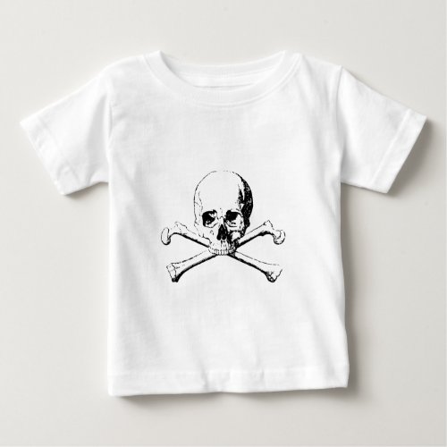 Black  White Skull  the Bones Baby T_Shirt