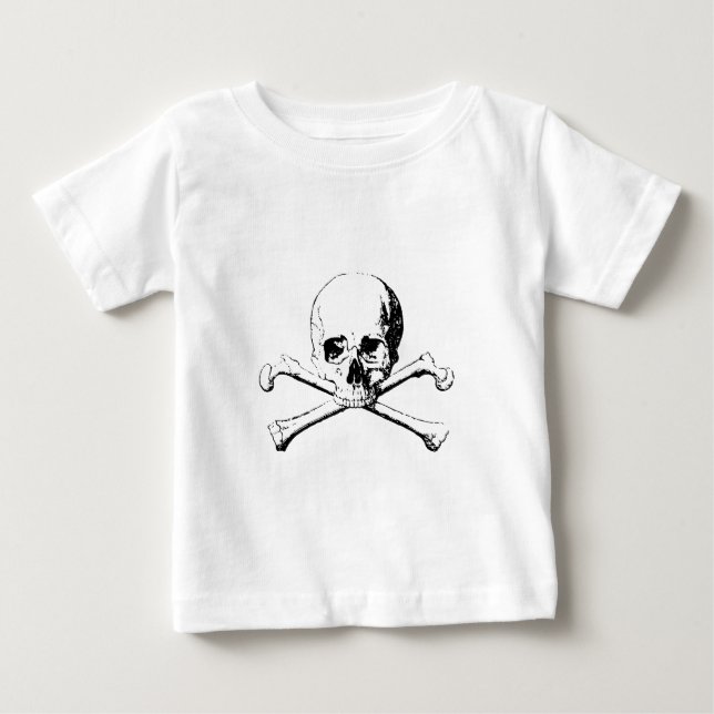 Black & White Skull & the Bones Baby T-Shirt (Front)