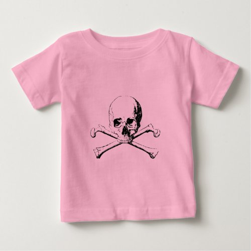 Black  White Skull  the Bones Baby T_Shirt