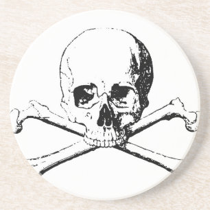 Black & White Skull & the Bones Drink Coaster