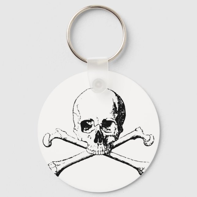 Black & White Skull & the Bones Keychain (Front)