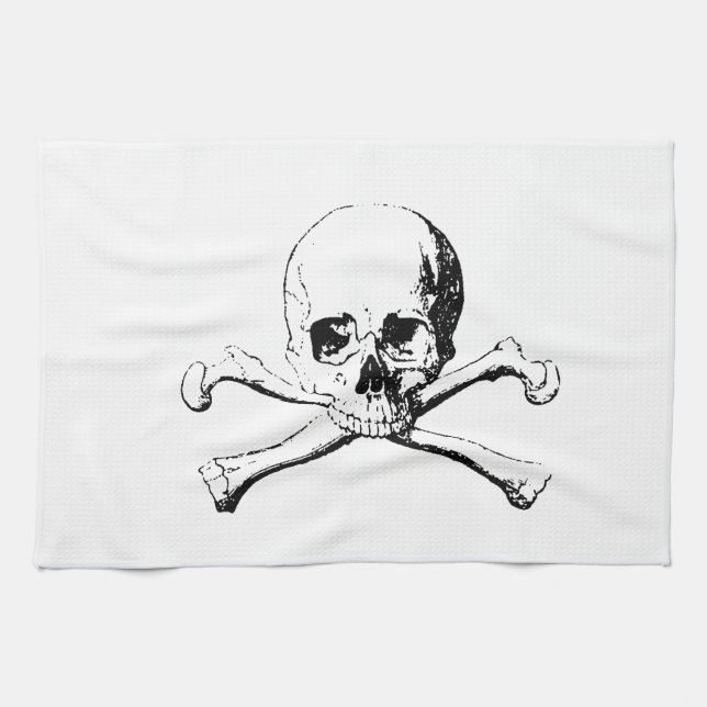 Black & White Skull & the Bones Kitchen Towel (Horizontal)