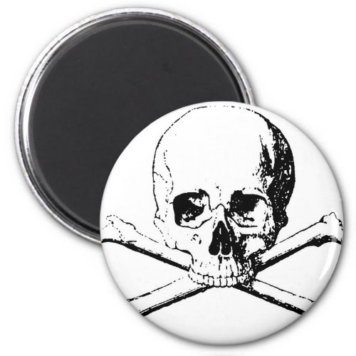 Black  White Skull  the Bones Magnet