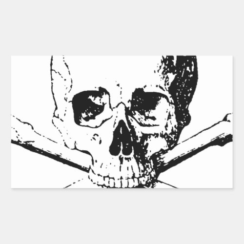 Black  White Skull  the Bones Rectangular Sticker