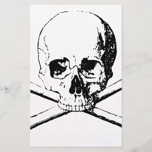 Black  White Skull  the Bones Stationery