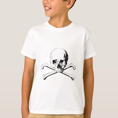 Black  White Skull  the Bones T_Shirt