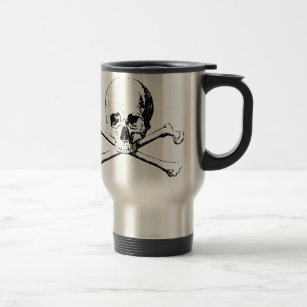 Black & White Skull & the Bones Travel Mug