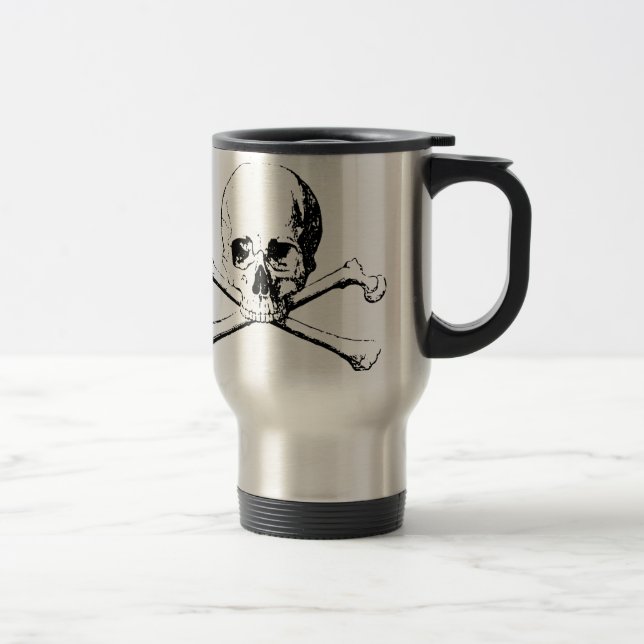 Black & White Skull & the Bones Travel Mug (Right)