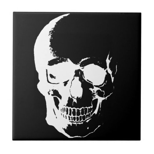 Black  White Skull Tile