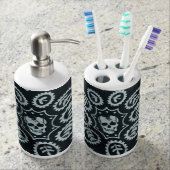 Black & White Skull Toothbrush Holder & Soap (Front)