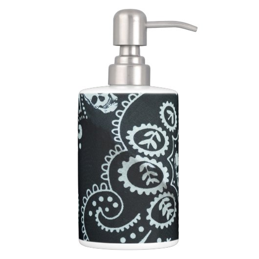 Black & White Skull Toothbrush Holder & Soap (Right)
