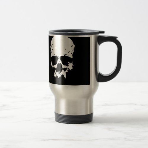 Black  White Skull Travel Mug