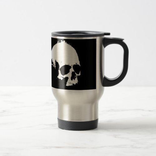 Black  White Skull Travel Mug