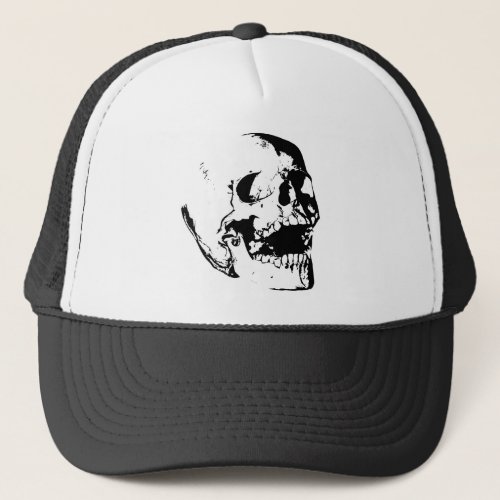 Black White Skull Trucker Hat