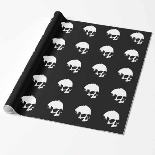Black  White Skull Wrapping Paper