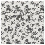 Black &amp; White Skulls Skeleton Skull Art Pattern Fabric