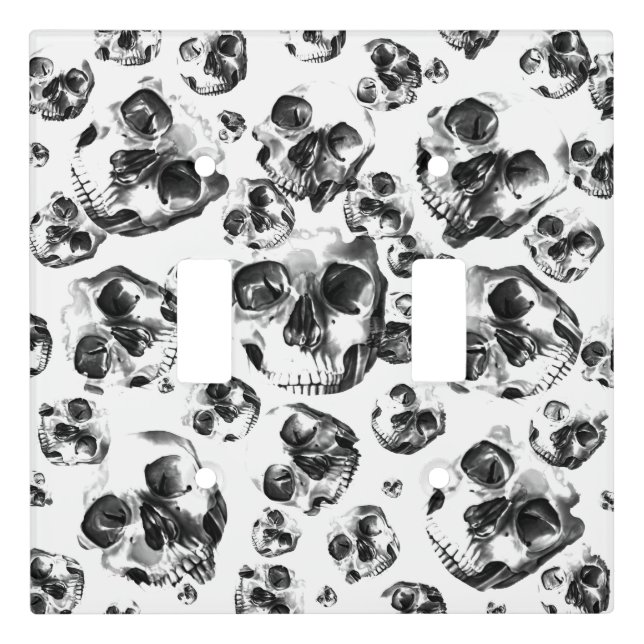 Black & White Skulls Skeleton Skull Art Pattern Light Switch Cover (Front)