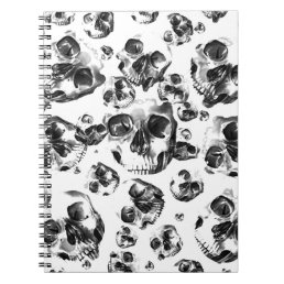 Black &amp; White Skulls Skeleton Skull Art Pattern Notebook