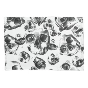 Black & White Skulls Skeleton Skull Art Pattern Pillow Case